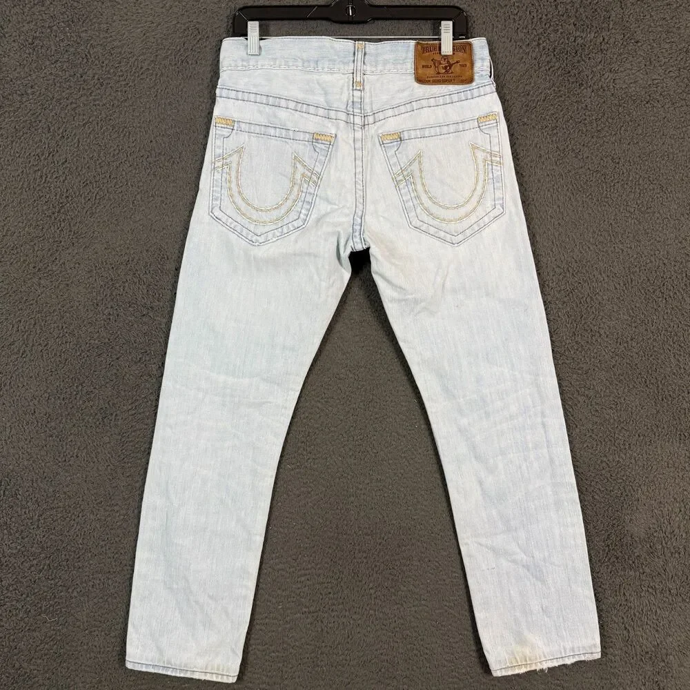 True Religion Jeans Mens 30 (Fits 31x29) Blue Geno Super T Light Wash Denim